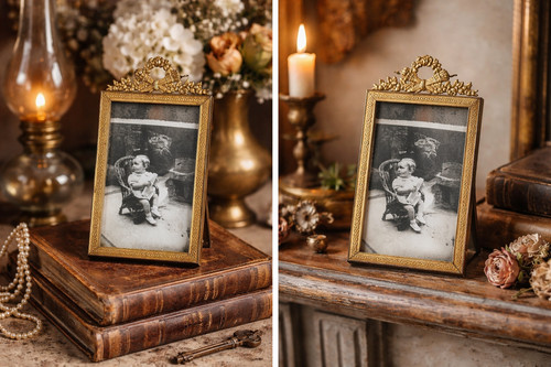 Cadre photo ancien - , laiton